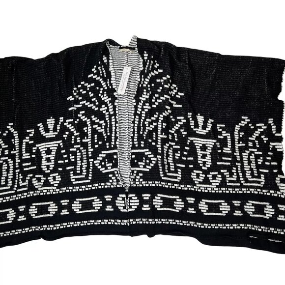 Soft Surroundings Womens Black Aztec Stretch Stitch Tribal Wrap Poncho One Size - Picture 8 of 16
